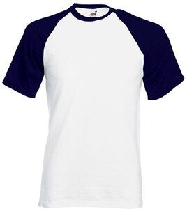 Fruit of the Loom SC61026 - Short Sleeve Baseball T (61-026-0) White/Deep navy