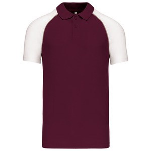 Kariban K226 - POLO BASE BALL - CONTRAST POLO SHIRT Bordeaux/White