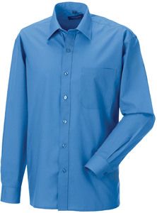 Russell Collection RU934M - Men's Long Sleeve Polycotton Easy Care Poplin Shirt Corporate Blue