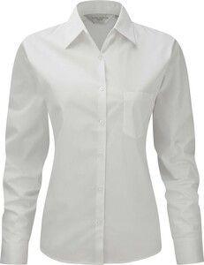Russell Collection RU936F - Ladies' Long Sleeve Pure Cotton Easy Care Poplin Shirt White