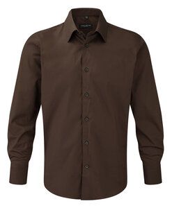 Russell Collection J946M - Long sleeve easycare fitted shirt Chocolate