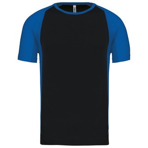 ProAct PA467 - MEN'S BICOLOUR SHORT SLEEVE CREW NECK T-SHIRT Black / Aqua Blue
