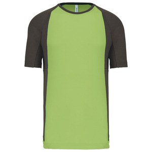 ProAct PA467 - MEN'S BICOLOUR SHORT SLEEVE CREW NECK T-SHIRT Lime / Dark Grey