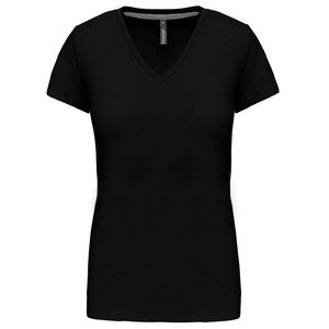 Kariban K381 - LADIES' SHORT SLEEVE V-NECK T-SHIRT Black/Black