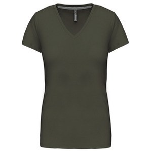 Kariban K381 - LADIES' SHORT SLEEVE V-NECK T-SHIRT Dark Khaki