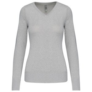 Kariban K966 - LADIES' V-NECK JUMPER Mixed Grey