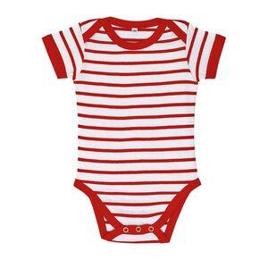 SOL'S 01401 - MILES BABY Baby Striped Bodysuit White/Red