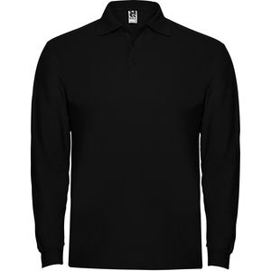Roly PO6635 - ESTRELLA L/S Long-sleeve polo shirt with ribbed collar and cuffs Black