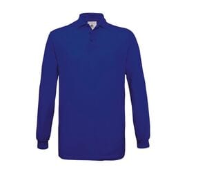 B&C BC425 - 100% cotton long-sleeved polo shirt Royal blue