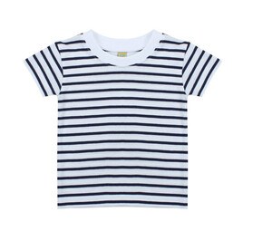 Larkwood LW027 - Kids Striped Crew Neck Tee Shirt White/Navy