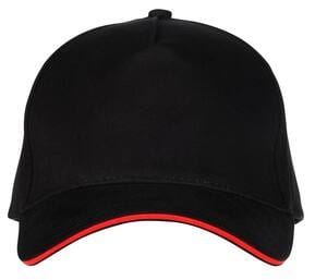 Black&Match BM910 - 100% cotton 5-panel cap Black/Red