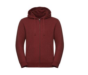 RUSSELL RU263M - Sweat capuche zippé & chiné homme Brick Red Melange