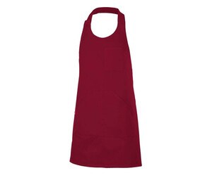 VELILLA V4212 - Short buttoned bib apron Garnet