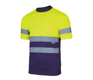 VELILLA V5506 - High visibility two-tone technical T-shirt Fluo Yellow / Navy