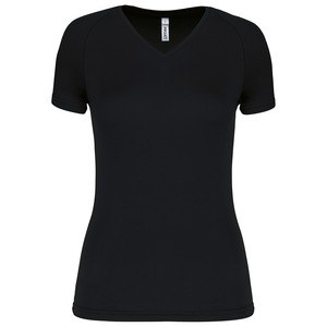 Proact PA477 - Ladies’ V-neck short-sleeved sports T-shirt Black