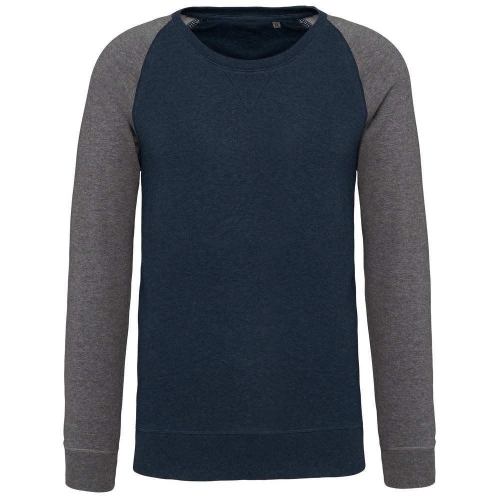 Kariban K491 - Men's organic two-tone round neck sweatshirt with raglan sleeves