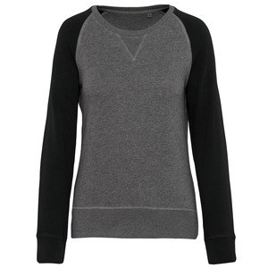 Kariban K492 - Womens organic two-tone round neck sweatshirt with raglan sleeves