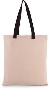 Kimood KI0277 - Flat canvas shopping bag with contrasting handles Natural / Black