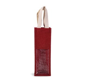 Kimood KI0267 - Jute bottle bag Cherry Red / Gold