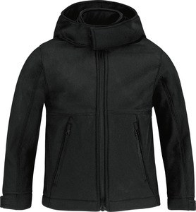 B&C CGJK969 - Children's hooded softshell jacket Black