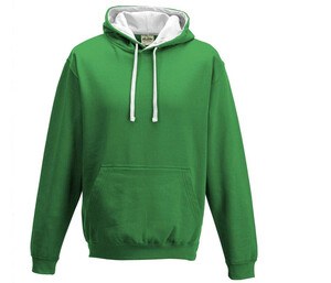 AWDIS JH003 - Contrast Hoodie Kelly Green / Arctic White