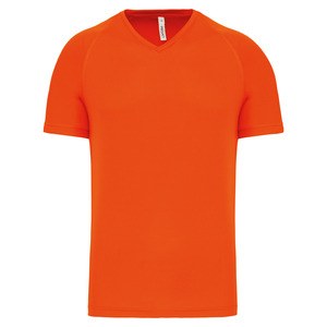 PROACT PA476 - Men's V-neck short-sleeved sports T-shirt Fluorescent Orange
