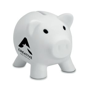 GiftRetail MO8132 - Piggy bank in PVC with an ABS stopper on the bottom White