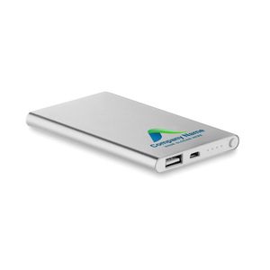 GiftRetail MO8735 - POWERFLAT Flat power bank 4000 mAh matt silver