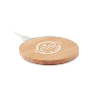 GiftRetail MO9434 - RUNDO Round wireless charger bamboo Wood