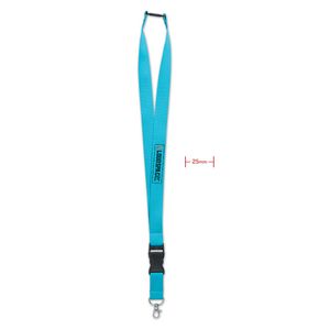 GiftRetail MO9661 - WIDE LANY Lanyard with metal hook 25mm Turquoise