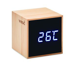 GiftRetail MO9922 - LED alarm clock with bamboo casing Wood