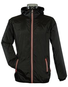 Barents SPEED - WINDBREAKER UNISEX WITH HOOD & CONTRASTING ZIPPER Black