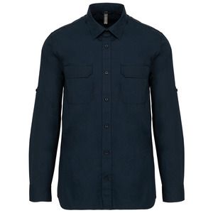 Kariban K590 - Men's long-sleeved safari shirt Navy