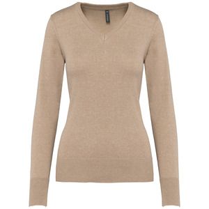 Kariban K966 - LADIES' V-NECK JUMPER Beige heather