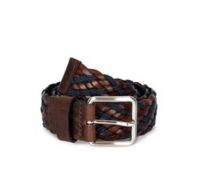 K-up KP822 - Two-colour plaited belt Dark Brown / Light Navy