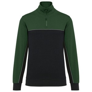 WK. Designed To Work WK404 - Unisex zipped neck eco-friendly sweatshirt Black/Forest Green