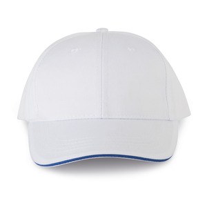 WK. Designed To Work WKP145 - Oekotex certified 6 panels cap with sandwich peak White / Royal Blue