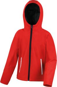 Result R224JY - Kids' TX Performance Hooded Softshell Jacket Red / Black
