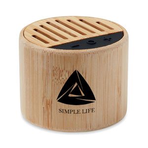 GiftRetail MO6818 - ROUND LUX Round bamboo wireless speaker Wood
