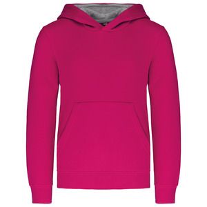 Kariban K453 - KIDS' CONTRAST HOODED SWEATSHIRT Fuchsia / Fine Grey