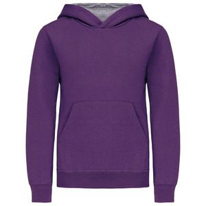 Kariban K453 - KIDS' CONTRAST HOODED SWEATSHIRT Purple / Oxford Grey