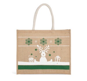 Kimood KI0736 - Shopping bag with Christmas patterns Natural / White