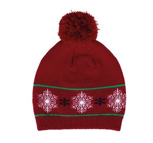 K-up KP558 - Beanie with Christmas patterns Cherry Red