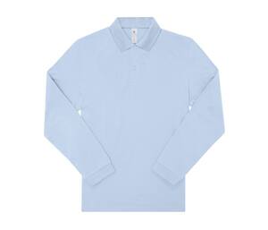 B&C BCU425 - Long-sleeved fine piqué poloshirt Blush Blue