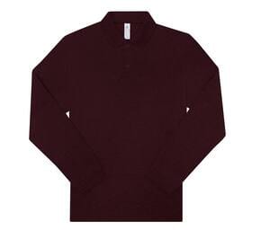 B&C BCU427 - Men's long sleeve poloshirt 210 Heather Burgundy