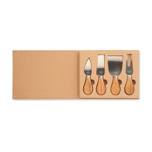 GiftRetail MO6953 - QUATTRO Set of 4 cheese knives Wood