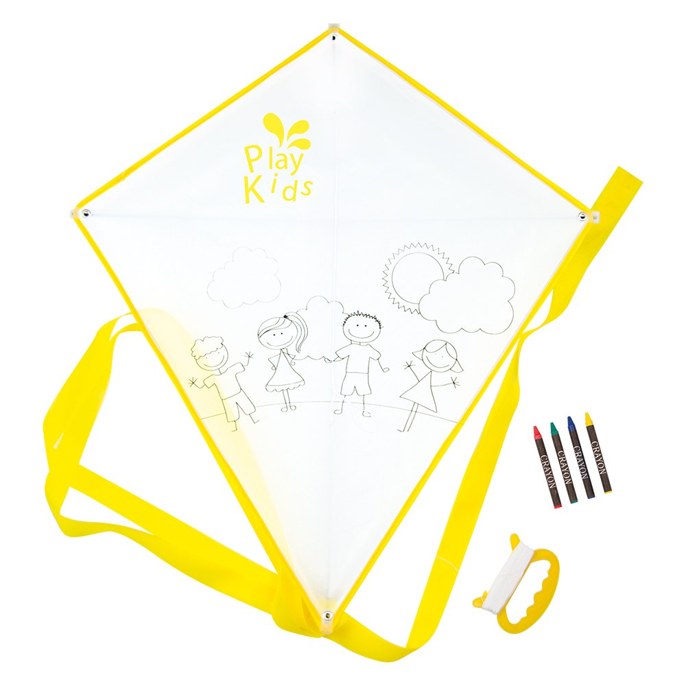 EgotierPro 37024 - Polyester 190T Kite with 4 Crayons BLOW