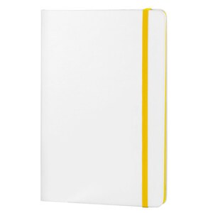 EgotierPro 37088 - White PU Cover Notebook with Elastic Closure COLORE Yellow