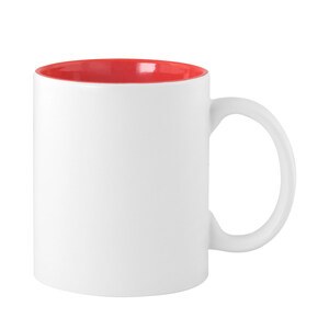 EgotierPro 37510 - Ceramic Mug 350ml White & Color Interior GRAVEN Red