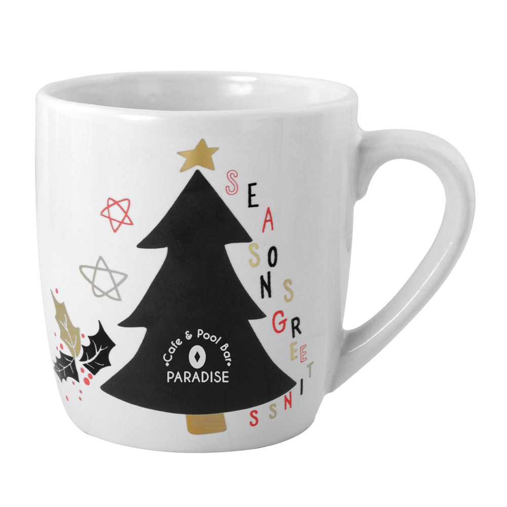 EgotierPro 38500 - White Ceramic Christmas Cup with Chalk GREETINGS
